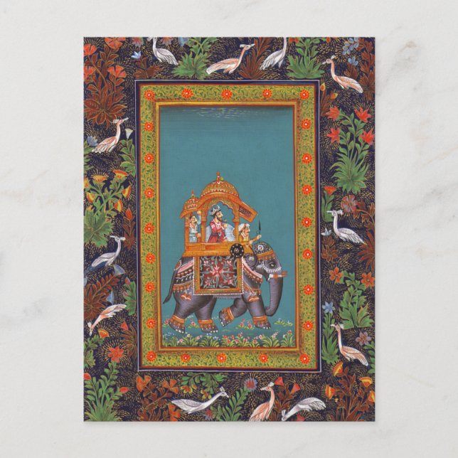 Cartão Postal Mughal Indian Islam persa elefante persa (Frente)