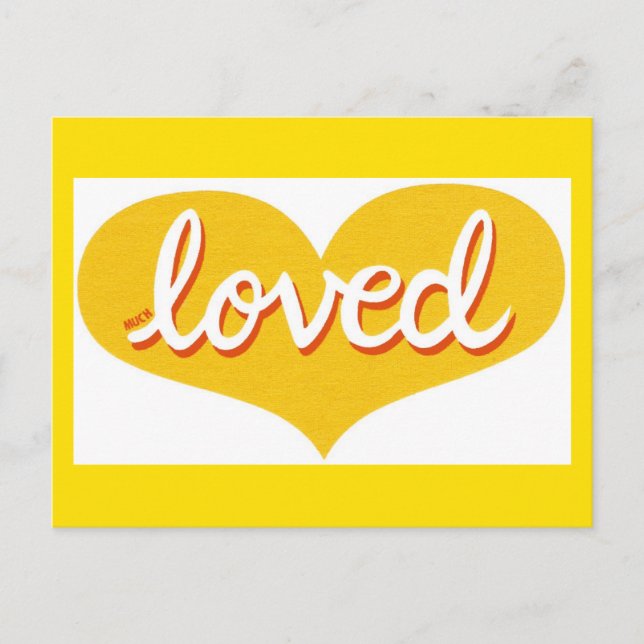 Cartão Postal MUITO AMADO - Coração de amor amarelo (Frente)
