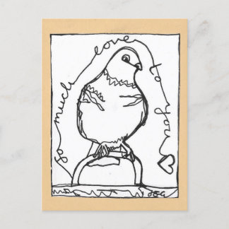 Cartão Postal Muito Amor Pigeon Postcard Linha Contínua