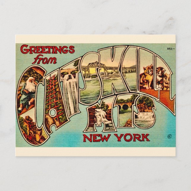 Cartão postal muito antigo das Montanhas Catskill (Frente)