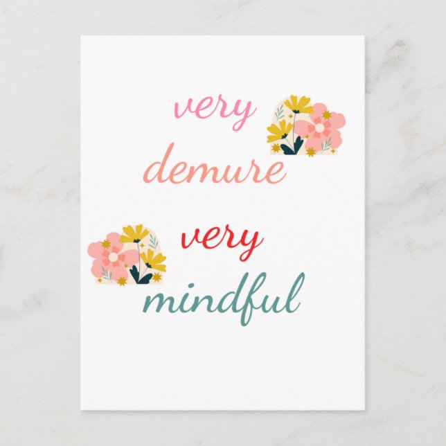 Cartão Postal muito Demura, muito medrosa, muito consciente (Frente)