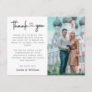 Cartão Postal Muito Elegante Coração Preto Script Foto Casamento