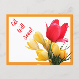Cartão Postal Muito em breve bonito tulip amarela crocus