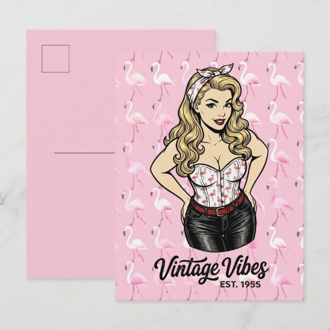 Cartão Postal Muito Glam para Dar uma Revoada 🦩 (Frente/Verso)