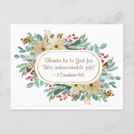 Cartão Postal Muito obrigado a Deus Versículo da Bíblia Floral d