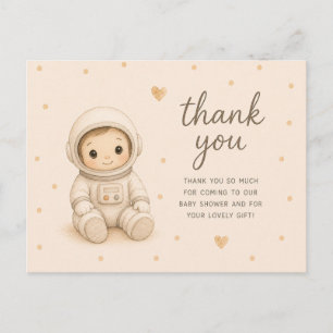 Cartão Postal Muito Obrigado Baby Shower Astronauta Bebê