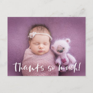Cartão Postal Muito Obrigado   Branco   Foto de Bebê Agradecimen