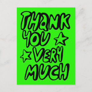 Cartão Postal MUITO OBRIGADO Letras Bolha Verde CUSTOM  
