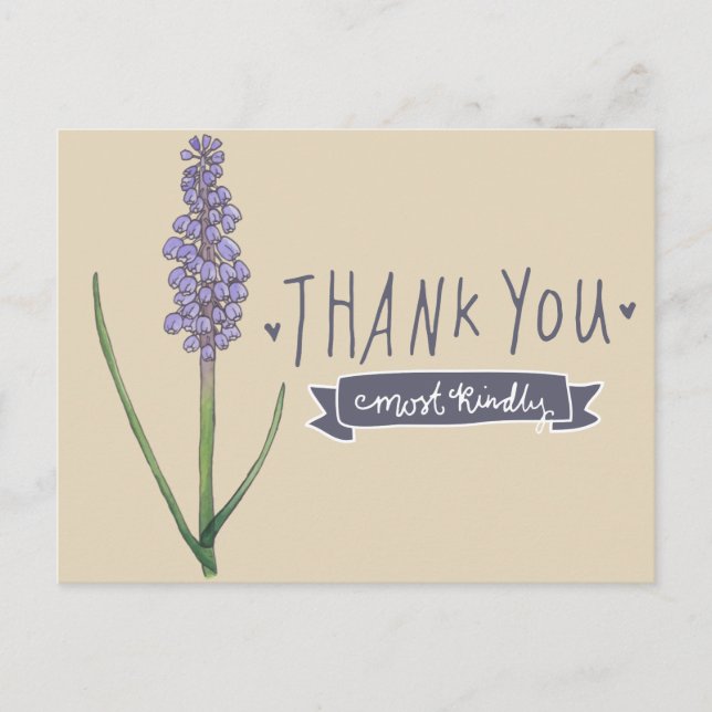 Cartão Postal Muito Obrigado, Muito gentil Hyacinth (Frente)