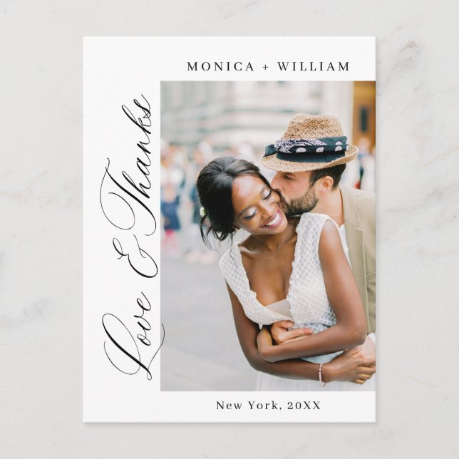 Cartão Postal Muito Obrigado pela Foto de Casamento Minimalista  (Frente)