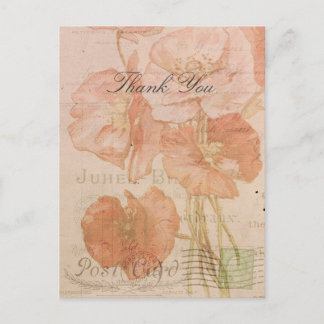 Cartão Postal Muito Obrigado, Poppies Vermelhos Rosa Colagem Est