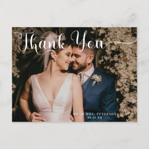 Cartão Postal Muito Obrigado por Foto de Casamento Clássico em L