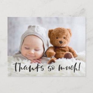 Cartão Postal Muito Obrigado   Preto   Foto de Bebê Agradeciment