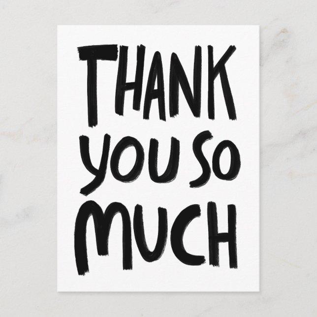 Cartão Postal MUITO OBRIGADO Traços de Pincel em Preto e Branco  (Frente)