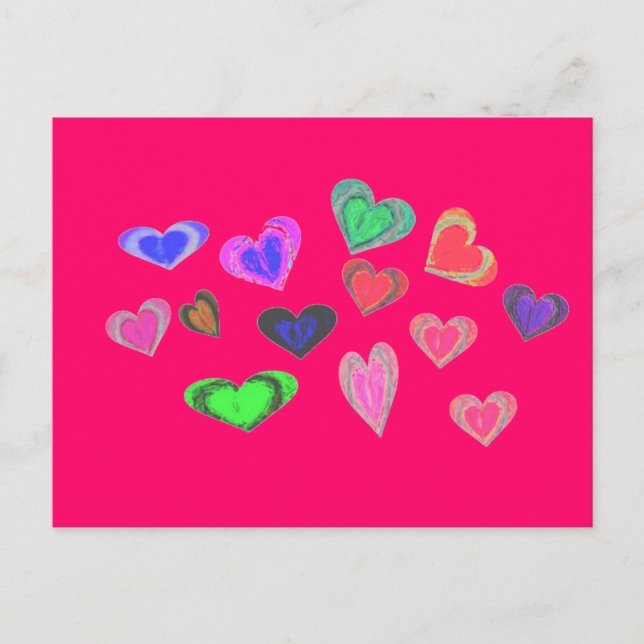 Cartão Postal muitos corações pequenos (Frente)