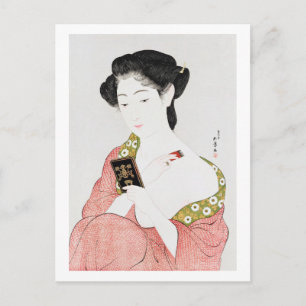 Cartão Postal Mulher a Makeup, Goyō Hashiguchi