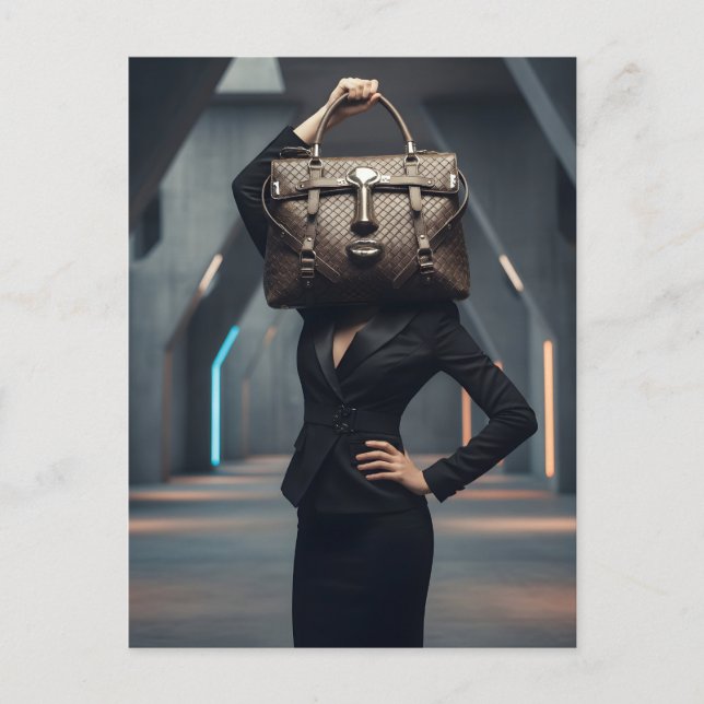 Cartão Postal Mulher abstrata com bolsa (Frente)