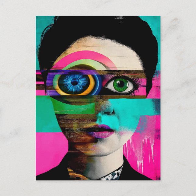 Cartão Postal Mulher Abstrato surreal Colorida (Frente)