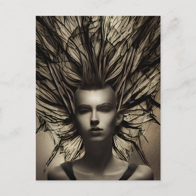 Cartão Postal Mulher Abstrato Surreal Eteal Dystopian (Frente)