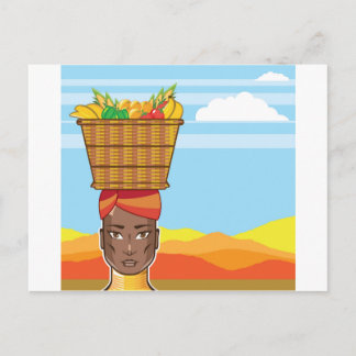Cartão Postal Mulher africana com cesto de comidas
