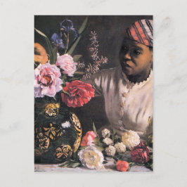 Cartão Postal Mulher africana plantando flores em um vaso