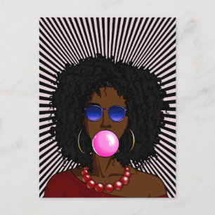 Cartão Postal Mulher Afro-Americana Chiclete Arte pop
