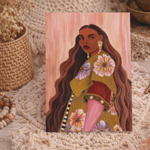 Cartão Postal Mulher Afroboêmia Vibrante Pintando Boho