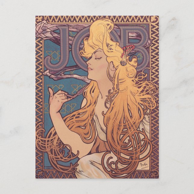Cartão Postal Mulher Alfonse Mucha Job Art Nouveau (Frente)