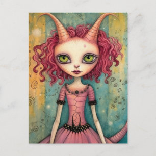 Cartão Postal Mulher Alien Púrpura Fantasia Mídia Mista