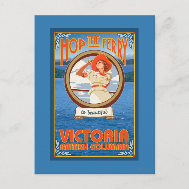 Cartão Postal Mulher Andando Ferry - Victoria, BC Canadá (Frente)
