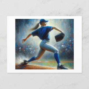 Cartão Postal Mulher Baseball Pitcher