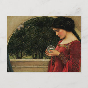 Cartão Postal Mulher Bola de Cristal Pintura de Waterhouse