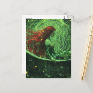 Cartão Postal Mulher Bonita com Cabelo Vermelho numa Fantasia de