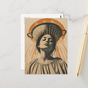 Cartão Postal mulher bonita com um chapéu de escorredor
