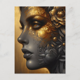 Cartão Postal Mulher Bonita em Ouro Em Branco