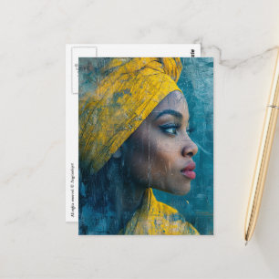 Cartão Postal Mulher Bonita Vestindo Amarelo