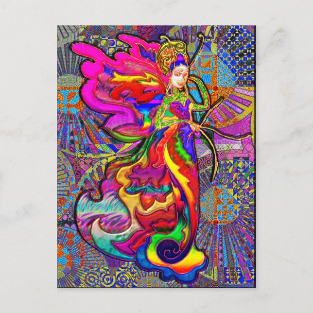 Cartão Postal Mulher-borboleta asiática (Frente)