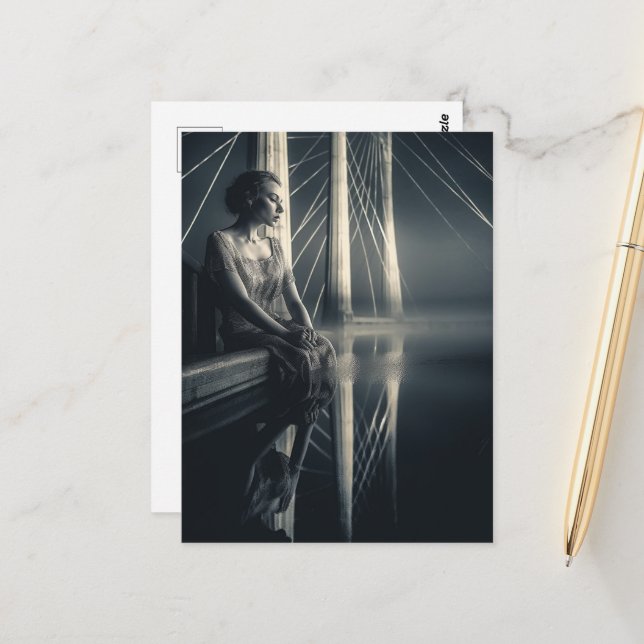 Cartão Postal Mulher Branca Negra em Exposição Dupla na Ponte (Frente/Verso In Situ)