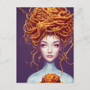 Cartão Postal Mulher Cabelo Espaguete
