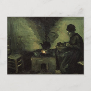 Cartão Postal Mulher Camponesa junto à Lareira por Vincent van G