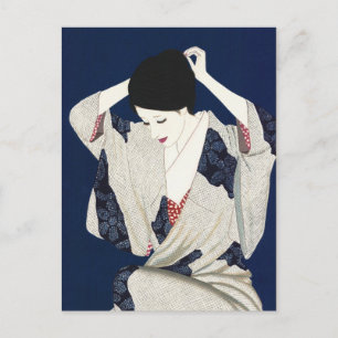 Cartão Postal Mulher clássica japonesa Takasawa Keiichi Hair