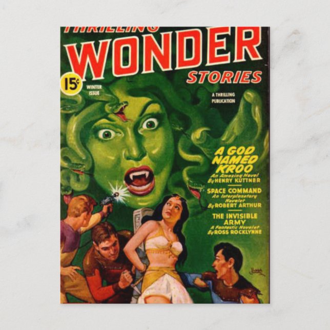 Cartão Postal Mulher Cobra Verde Gigante (Frente)