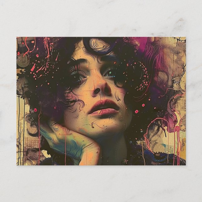 Cartão Postal Mulher com a mão no rosto (Frente)