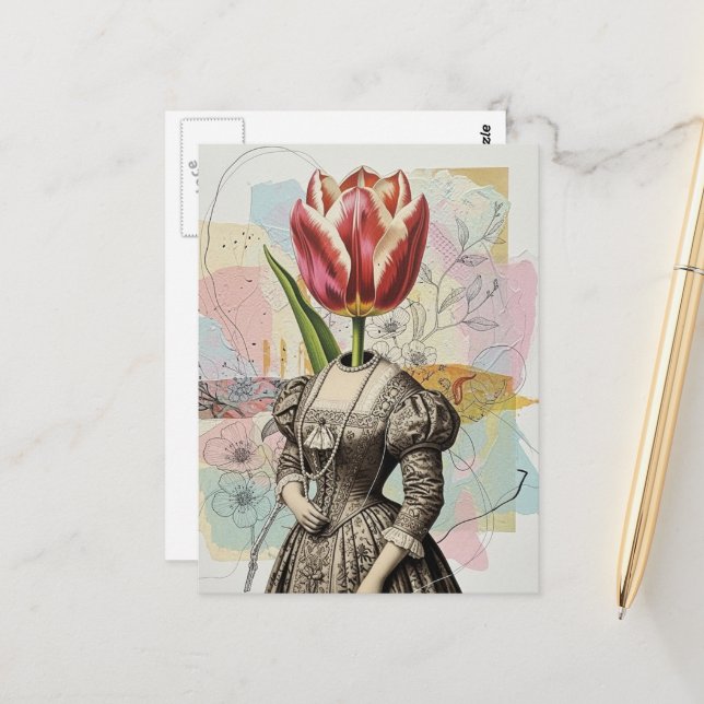 Cartão Postal Mulher Com Cabeça de Tulipa (Frente/Verso In Situ)
