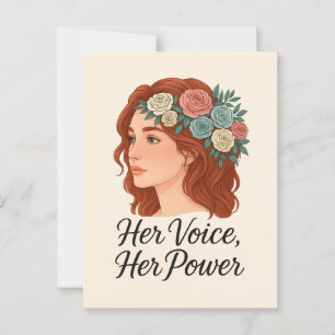 Cartão Postal Mulher com Cabeça Floral, Empoderamento feminino