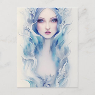 Cartão Postal Mulher com Cabelo Azul