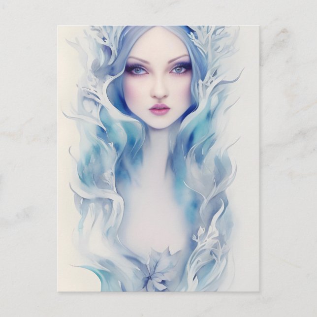 Cartão Postal Mulher com Cabelo Azul (Frente)
