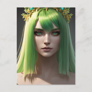 Cartão Postal Mulher com Cabelo Verde