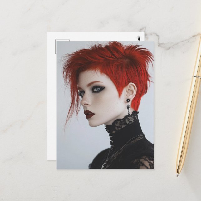 Cartão Postal Mulher Com Cabelo Vermelho (Frente/Verso In Situ)