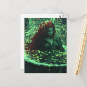 Cartão Postal Mulher com Cabelo Vermelho numa Fantasia de Banhei